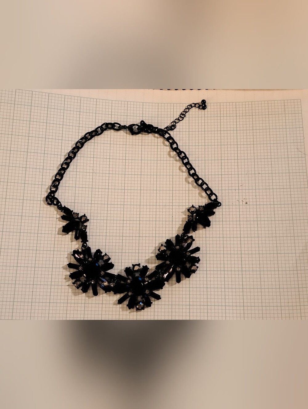 Black And Purple Floral Crystal Statement Choker Necklace